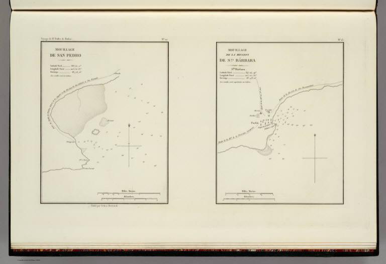 Mouillage De San Pedro. No. 12. (with) Mouillage De La Mission De Sta. Barbara. No. 13. Publie Par Arthus Bertrand. Voyage de Mr. Duflot de Mofras.