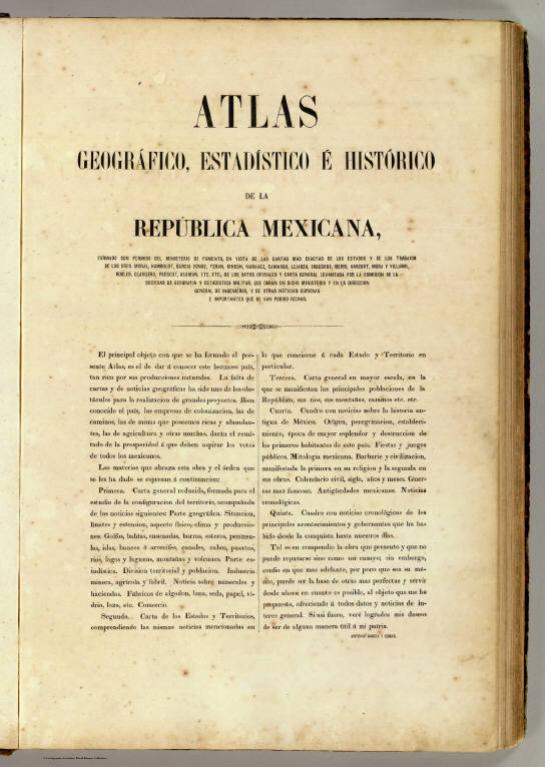 Text Page: Atlas, Republica Mexicana.