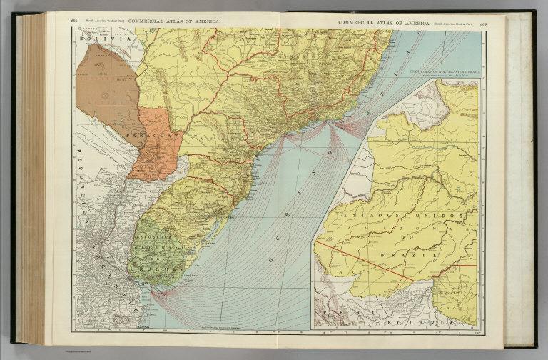 Brazil, Paraguay, and Uruguay (southern half).