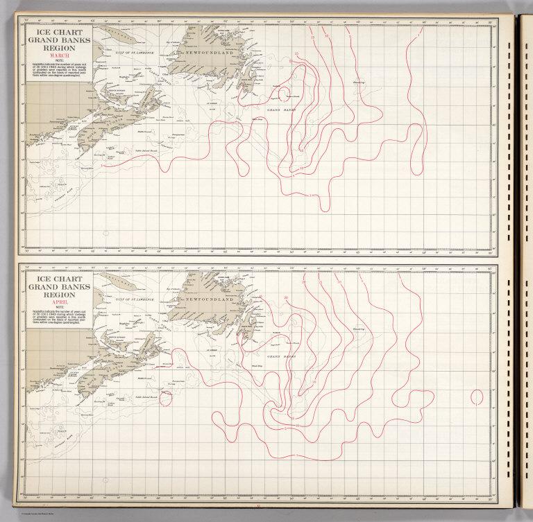 Ice Chart, Grand Banks Region, March, April.