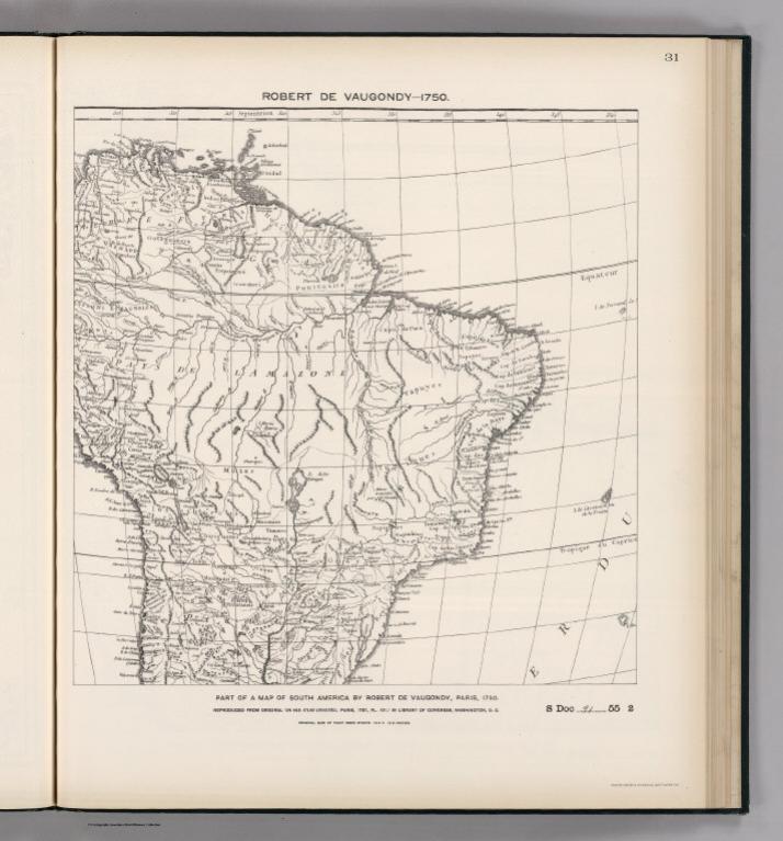 Facsimile: Part of South America by de Vaugondy.