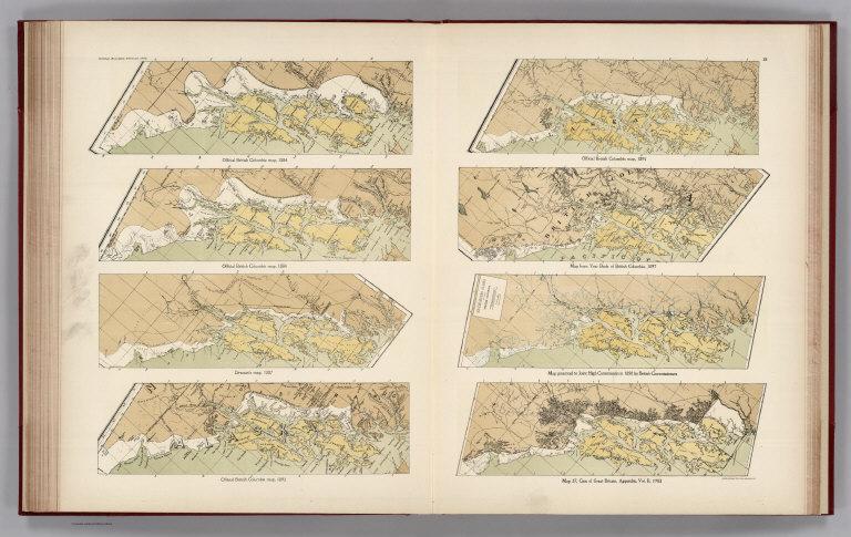 Facsimile: Eight Comparison Maps Southern Alaskan Coast 1884-1903 (portions).