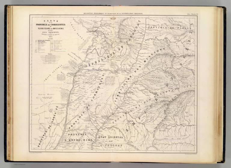 Carte, Prov. de Corrientes, Terr. des Missions, pays adjacents.