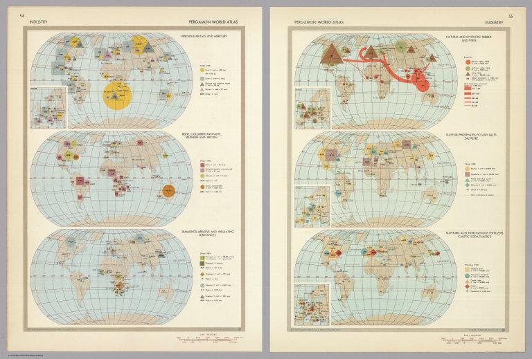 Industry (continued). Pergamon World Atlas. Pergamon Press, Ltd. & P.W.N. Poland 1967. Sluzba Topograficzna W.P. Pergamon World Atlas.