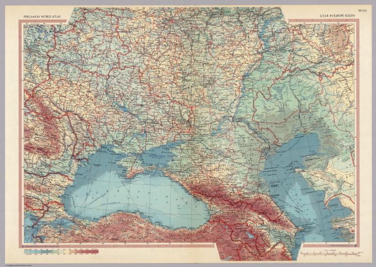 U.S.S.R. in Europe - South. Pergamon World Atlas.