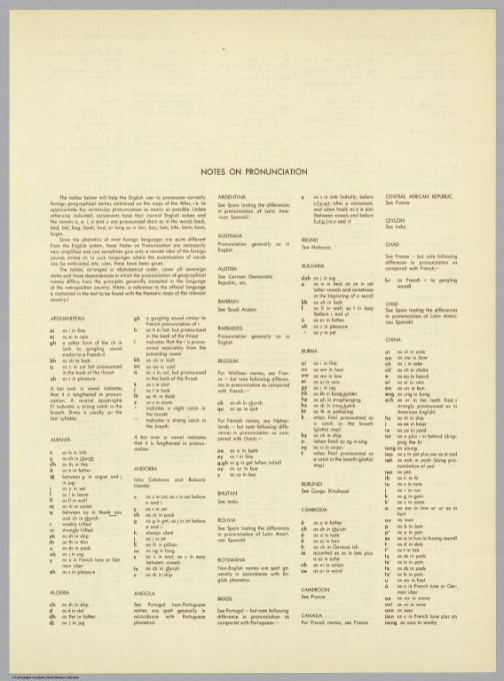 Text page (383): Notes on Pronunciation. Pergamon World Atlas.