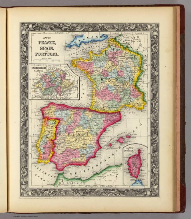 Map Of France, Spain, And Portugal.