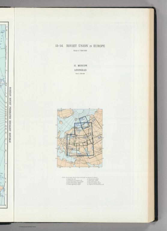 Map Title Page: 13-14. Soviet Union in Europe. 15. Moscow, Leningrad.