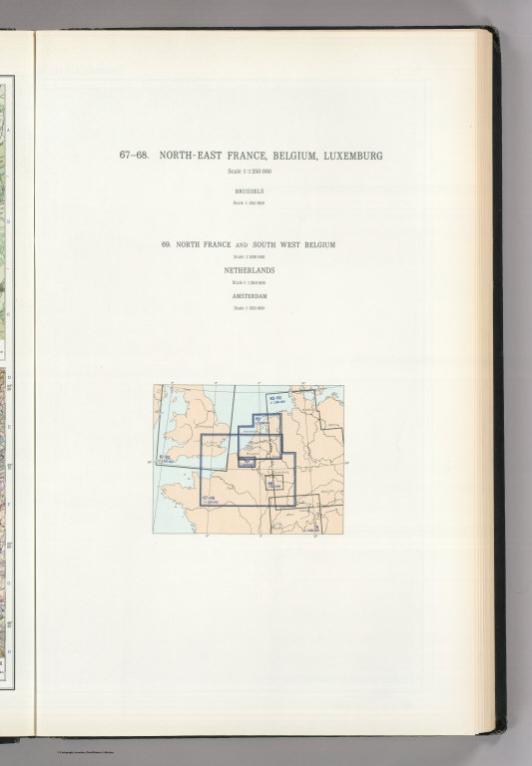 Map Title Page: 67-68. North-East France, Belgium, Luxemburg. 69. North France, Belgium, Netherlands.