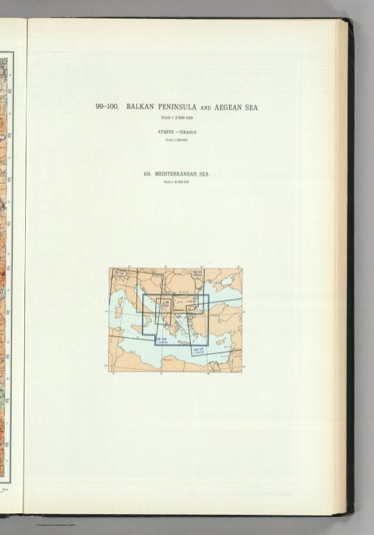 Map Title Page: 99-100. Balkan Peninsula, Aegean Sea. 101. Mediterranean Sea.