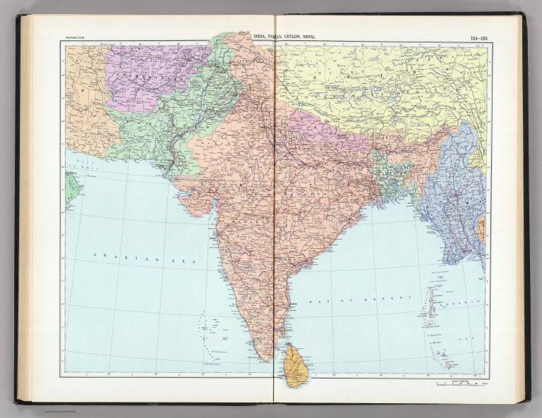 134-135. India, Pakistan, Ceylon, Nepal, Political. The World Atlas.