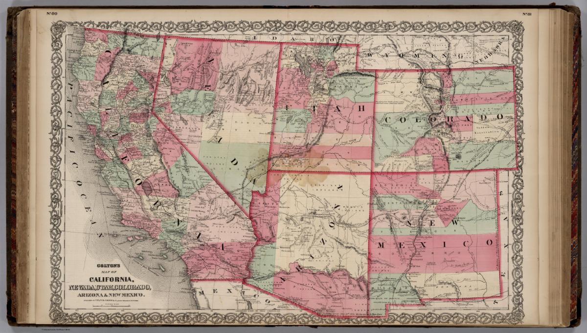 Map Of Nevada And Utah California, Nevada, Utah, Colorado, Arizona And New Mexico. - David Rumsey  Historical Map Collection