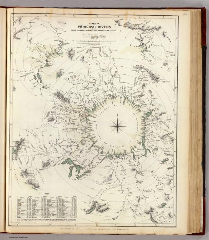 Map of the principal rivers: courses, countries, lengths.