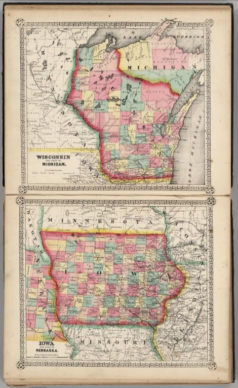 Wisconsin and Part of Michigan. Iowa and Part of Nebraska.