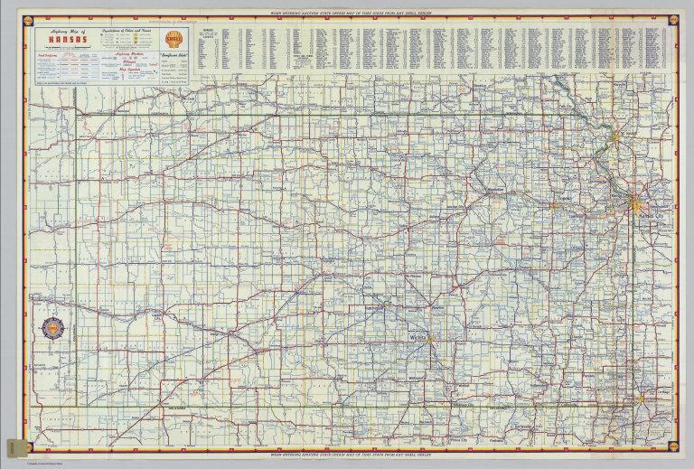 Shell Highway Map of Kansas.