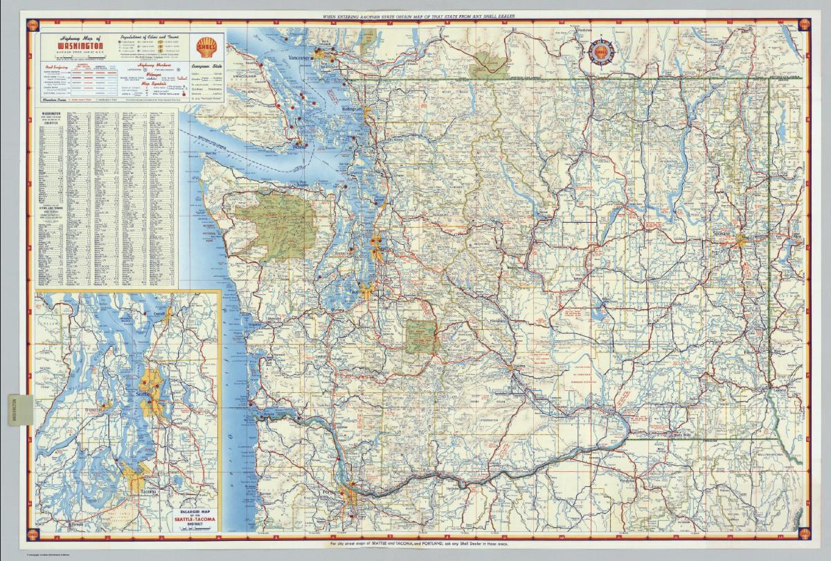 Washington State Highway Map Shell Highway Map Of Washington. - David Rumsey Historical Map Collection