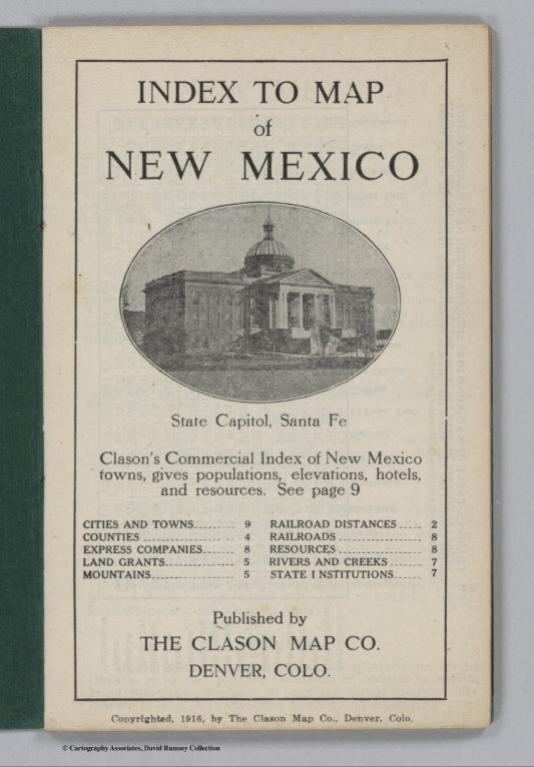 Title Page: Index to Map Of New Mexico