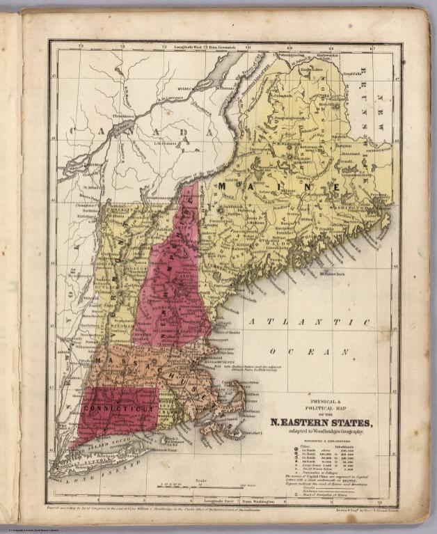 Physical And Political Map Of The N. Eastern States