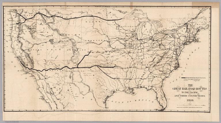 Railroad Routes To The Pacific