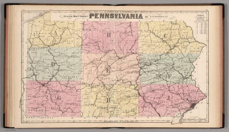 Outline Map of Pennsylvania.