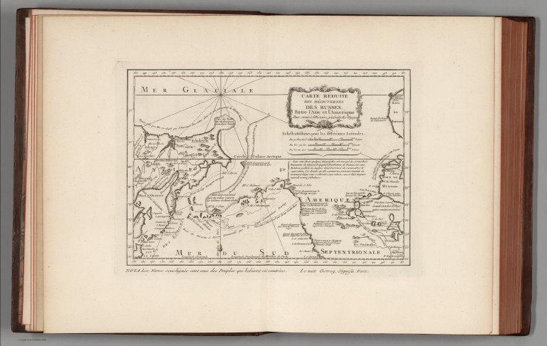 Carte reduite des decouvertes des Russes : entre l'Asie et l'Amerique, pour servir a l'histoire generale des voyages