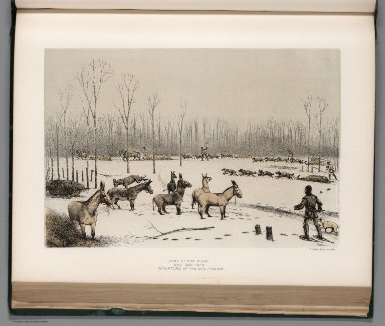 View: Camp at Pine Ridge, Dec 22d. 1873, Departure of the Dog Trains.