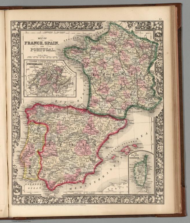 Map of France, Spain, and Portugal