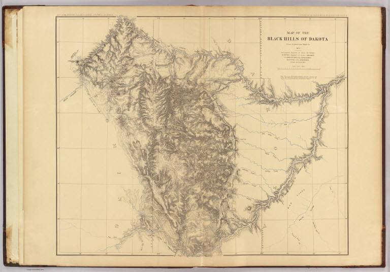 Map of the Black Hills of Dakota.