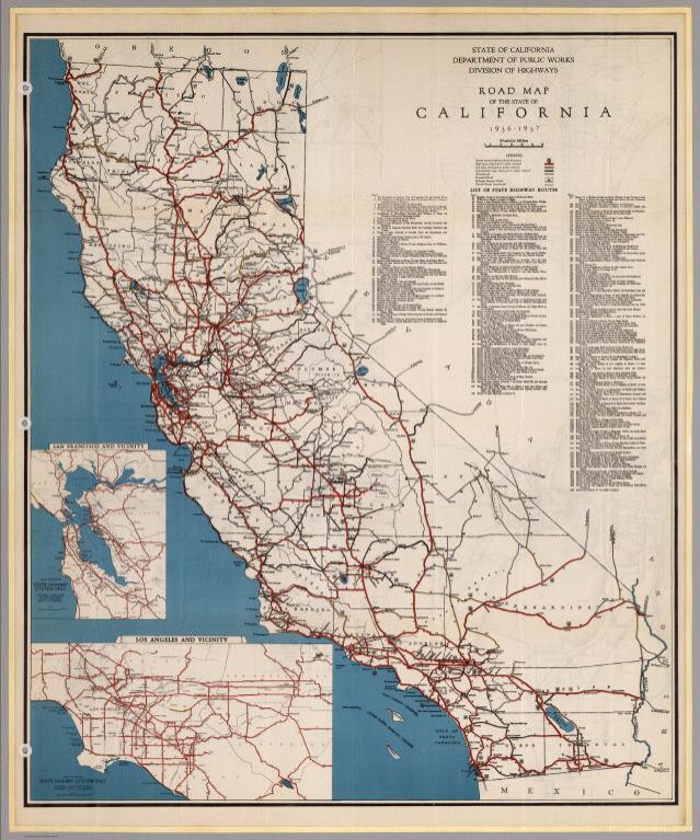 Road Map of the State of California, 1936-1937.