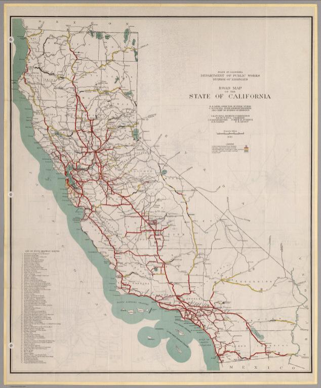 Road Map of the State of California, 1930.