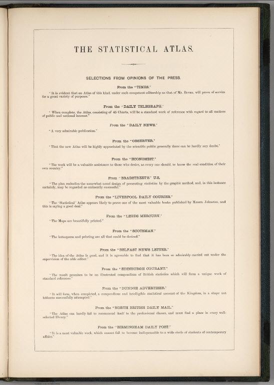 Advertisement: The Statistical Atlas. Selections from Opinions of the Press.