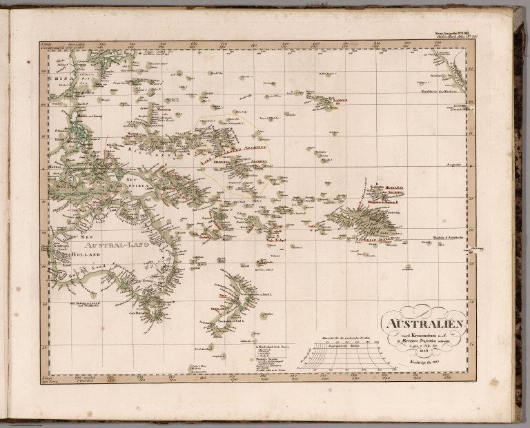 Australien nach Krusenstern u.A. in Mercators Projection. (Australia and Polynesia)