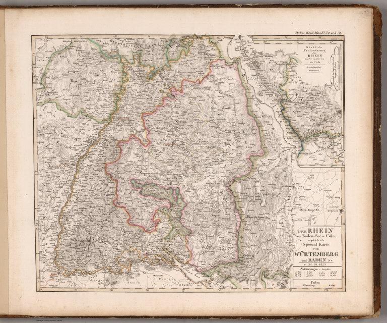 Der Rhein vom Bodensee bis Koln zugleich Specialkarte von Wurttemberg und Baden &c.