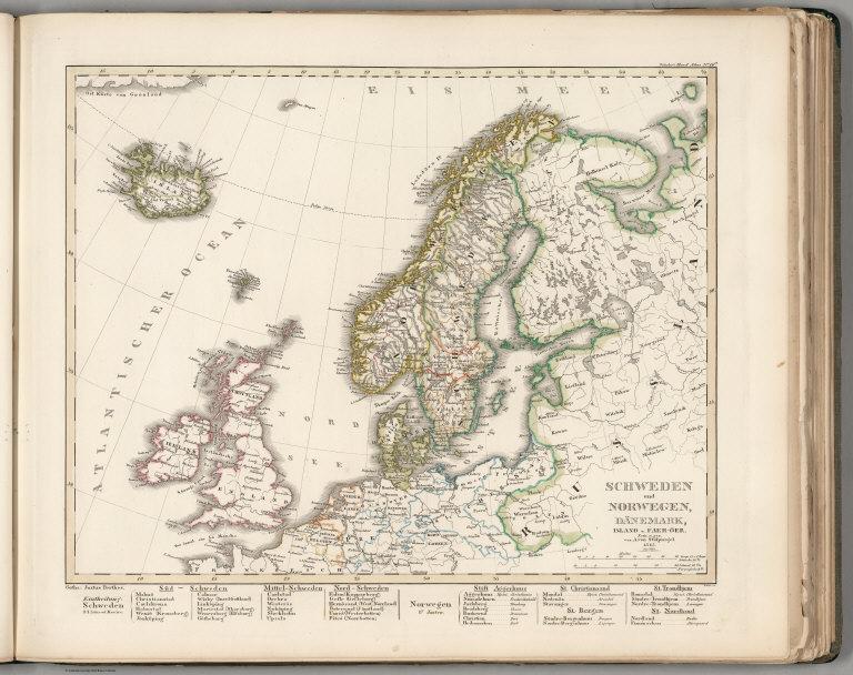 Schweden und Norwegen, Danemark, Island u. Faer-oer. (Sweden, Norway, Denmark, Faroe Island).