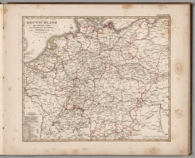 Deutschland .... (Germany, Netherlands, Belgium, and Switzerland - Railroad and Road Distances).