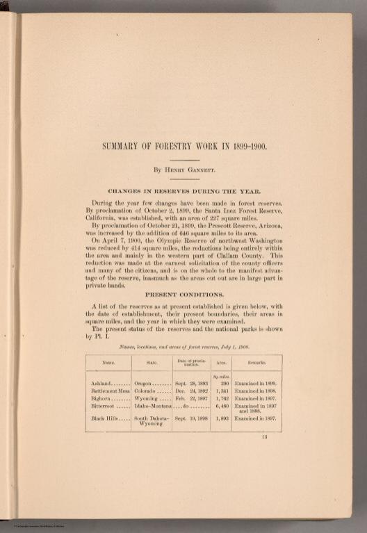 Text Page: Summary of Forestry Work in 1899-1900.