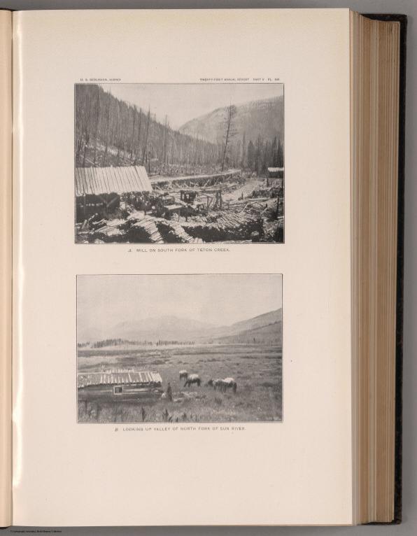 View: Plate XXI. Mill on South Fork of Teton Creek. Valley of North Fork of Sun River.