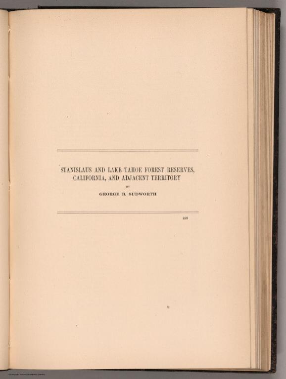 Sectional Title Page: Stanislaus and Lake Tahoe Forest Reserves, California, and Adjacent Territory.