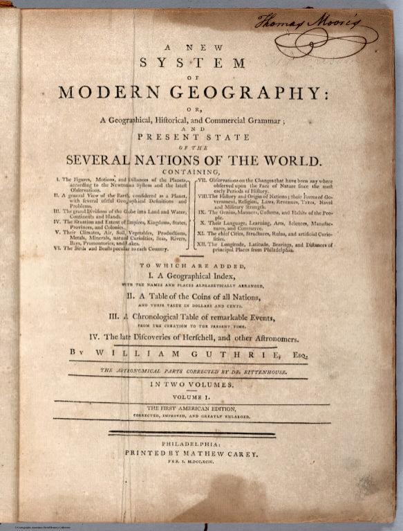 Title Page: V. 1: A New System of Modern Geography