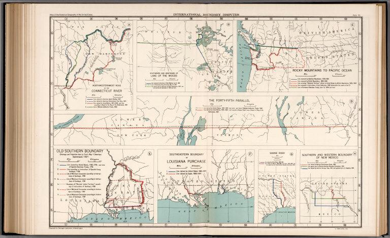 Plate 93. International Boundary Disputes. Connecticut River. Lake of the Woods. The Forty-Fifth Parallel, etc.