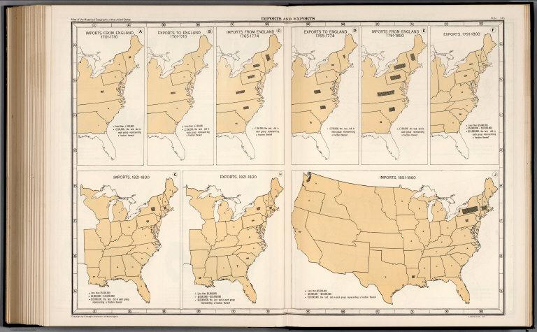 Plate 148. Imports and Exports, 1701 - 1860.