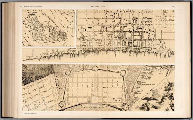 Plate 157. Charlestown, 1780. Philadelphia, 1776. New Orleans, 1803. (Facsimiles).