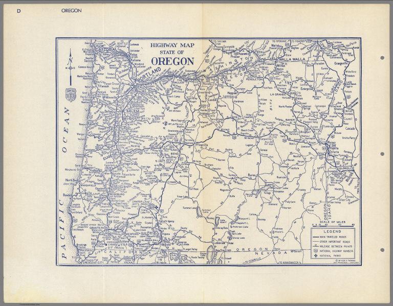 Highway Map of the State of Oregon.