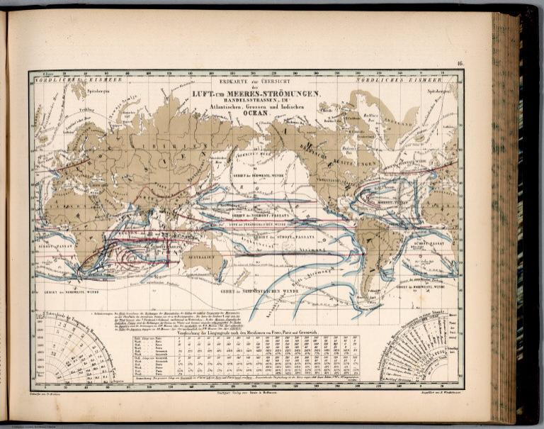 16. Erdkarte zur Übersicht der Luft- und Meeres-Strömungen