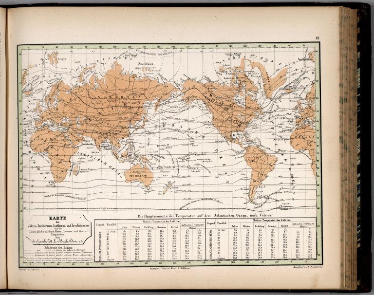 19. Karte der Jahres-Isothermen, Isotheren und Isochimenen