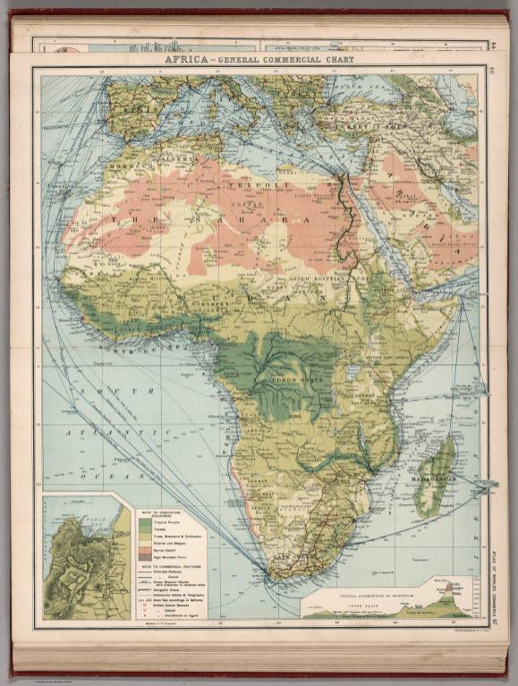 Africa - Central Commercial Chart. (Base Map includes Vegetation).