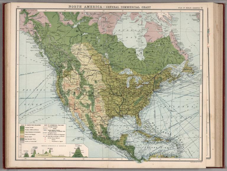 North America - General Commercial Chart. (Base Map includes Vegetation).