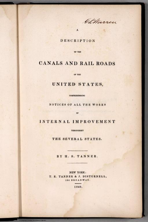 Title Page: A Description of the Canals and Railroads of the United States