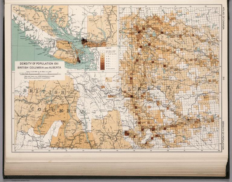 Density of population 1911: British Columbia and Alberta