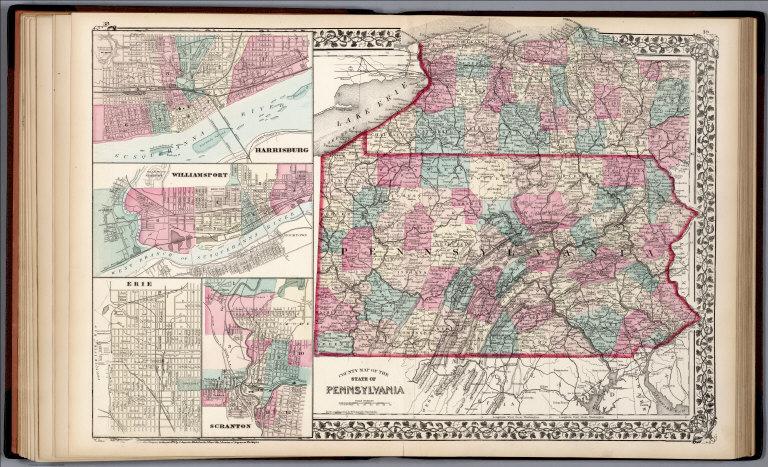 County map of the State of Pennsylvania